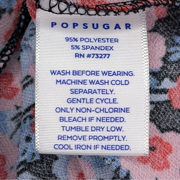 Small Pop Sugar Colorful Peasant Top Blue Pink Red Floral Square Neckline - Picture 12 of 12